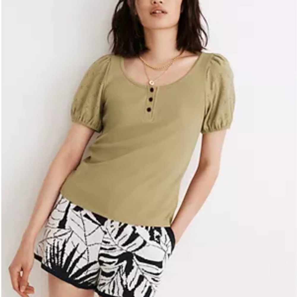 Madewell Eyelet Sleeve Henley top